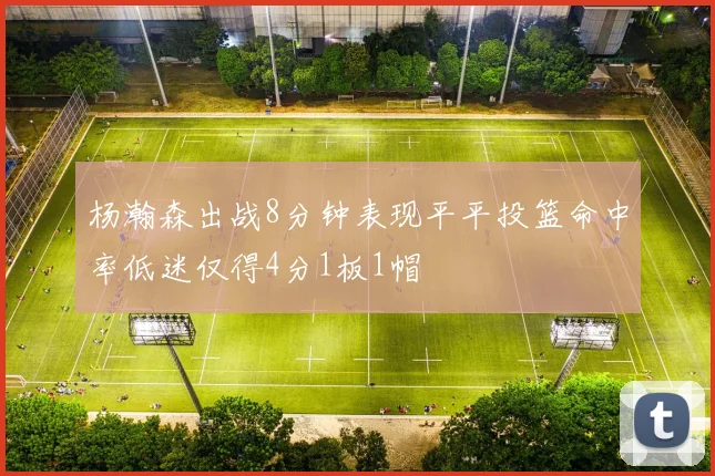杨瀚森出战8分钟表现平平投篮命中率低迷仅得4分1板1帽